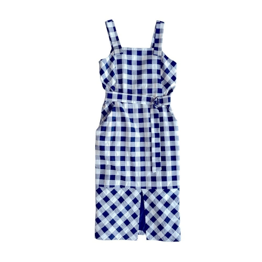 Whistles Gita Midi Dress Navy and White Gingham Size 6